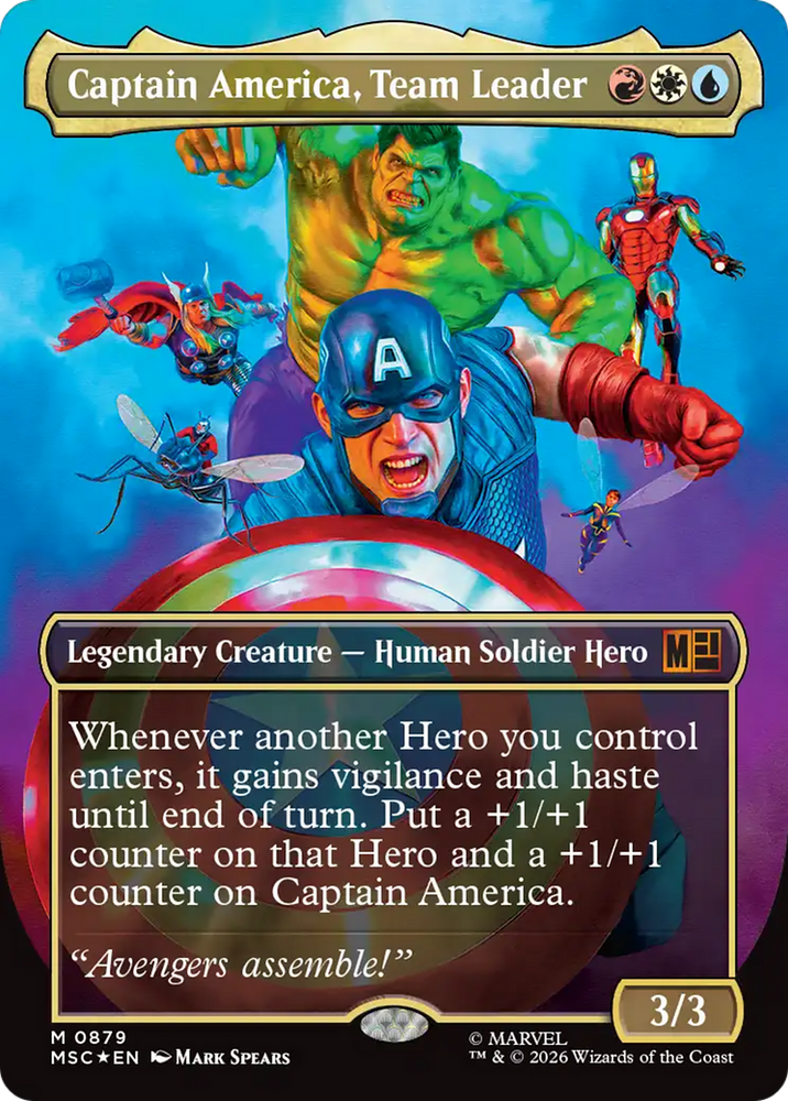 Captain America, Team Leader (Borderless) (Surge Foil) [Marvel Super Heroes Commander]