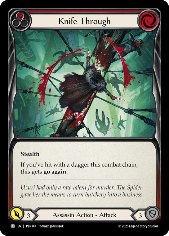 Knife Through (Red) (Rainbow Foil) [PEN147] (Compendium of Rathe)  Rainbow Foil