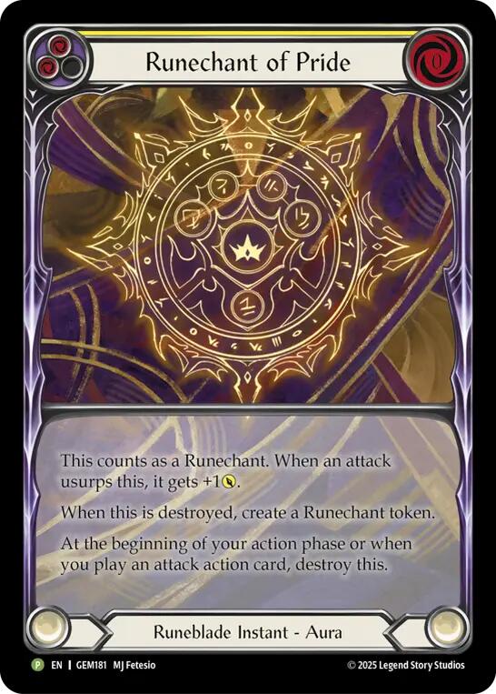 Runechant of Pride (Yellow) [GEM181-RF] (Gem Pack 5)  Rainbow Foil
