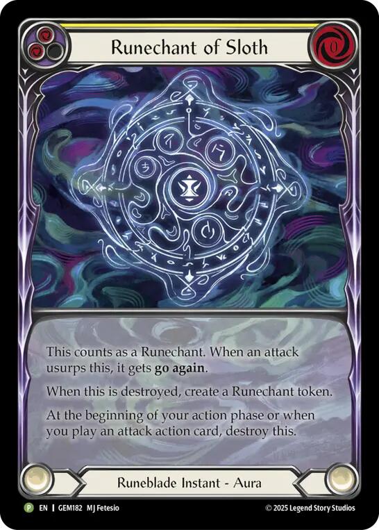 Runechant of Sloth (Yellow) [GEM182-RF] (Gem Pack 5)  Rainbow Foil