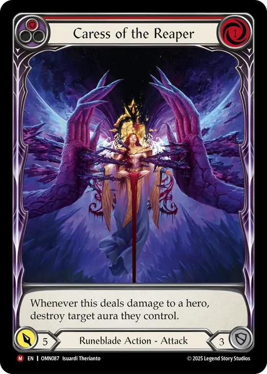 Caress of the Reaper (Red) (Extended Art) [OMN087] (Omens of the Third Age)  Cold Foil