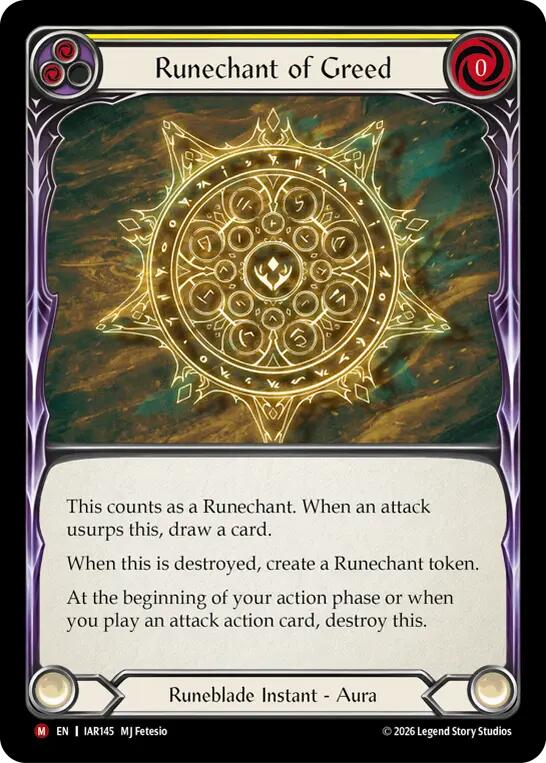 Runechant of Greed (Yellow) [IAR145] (Usurp the Shadow Throne)
