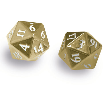 Ultra PRO: Heavy Metal Dice - D20 (2-Dice Set / Gold with White Numbers)