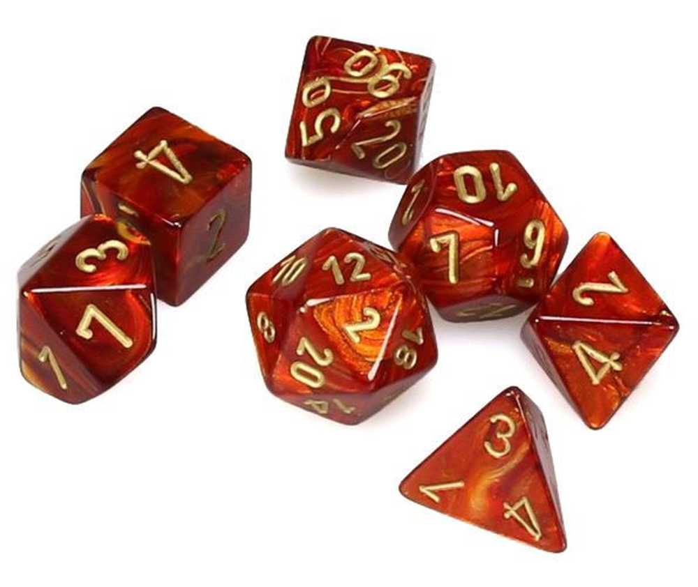 Chessex 7-die Set Mini Scarab: Scarlet/Gold