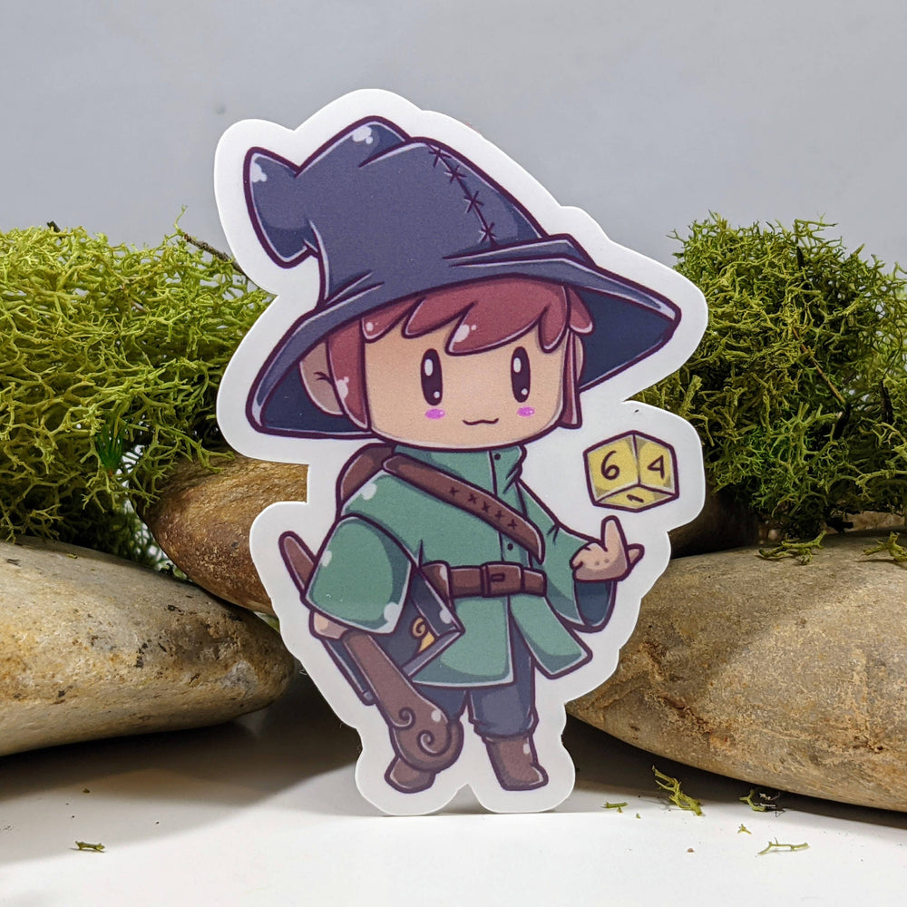 Chibi Hit Dice Wizard Tabletop Gaming Sticker - 2.5"