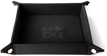 Velvet Folding Dice Tray with Leather Backing - Black