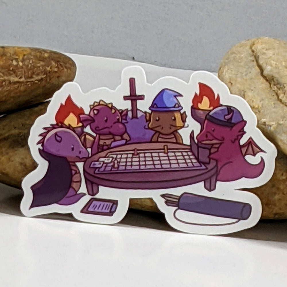 Dragons Playing DnD Tabletop RPG - Dark - Sticker 2.5"