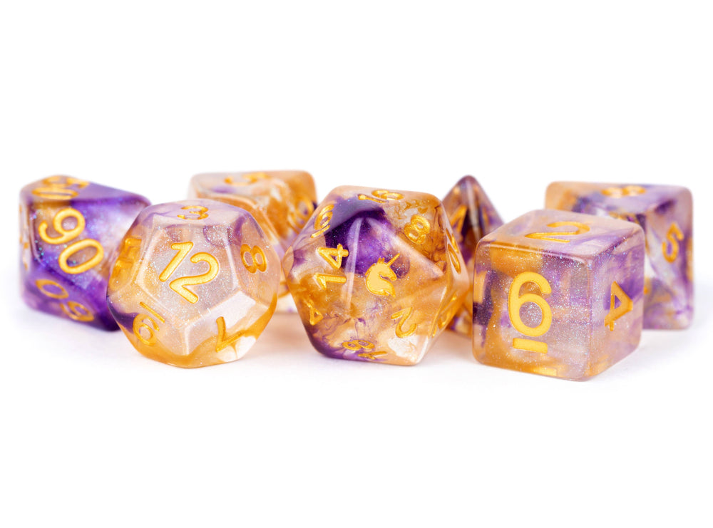 Unicorn Resin Polyhedral Dice Set - Royal Sunset