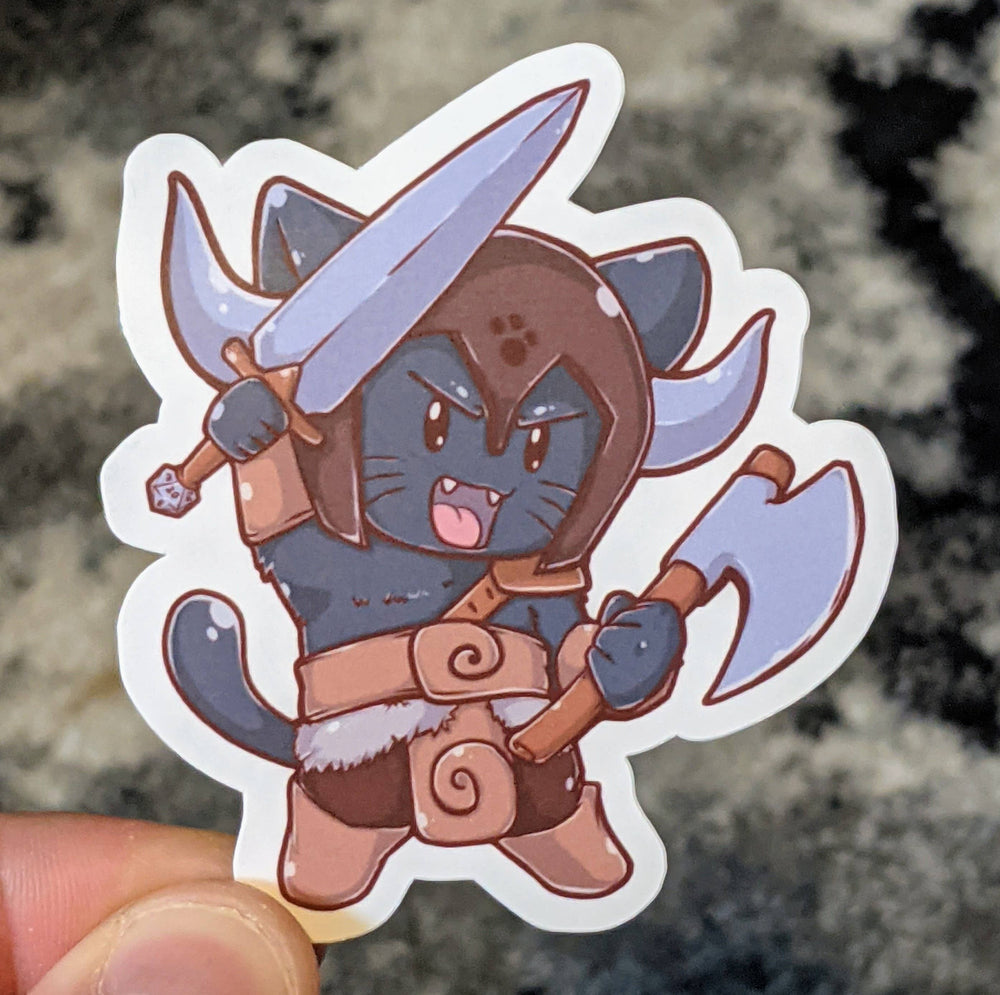 Barbarian Cat DnD Class Sticker - 2.5"