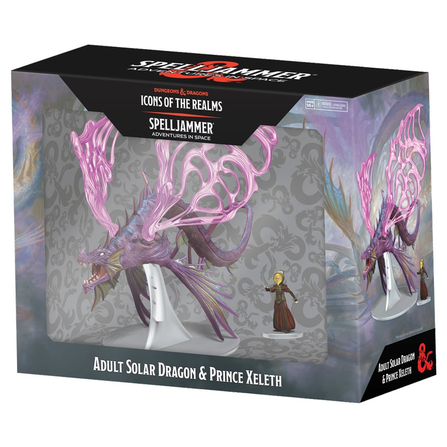 D&D Icons of the Realms Miniature: Spelljammer Adult Solar Dragon and Prince Xeleth