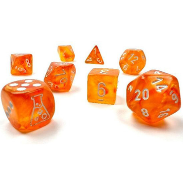 Chessex 7-Set Tube Lab Dice Borealis: Blood Orang/White Luminary
