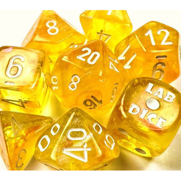 Chessex 7-Set Tube Lab Dice Borealis: Canary with White