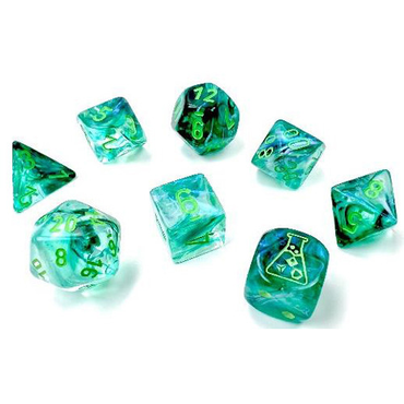 Chessex 7-Set Tube Lab Dice Borealis: Kelp w/Light Green