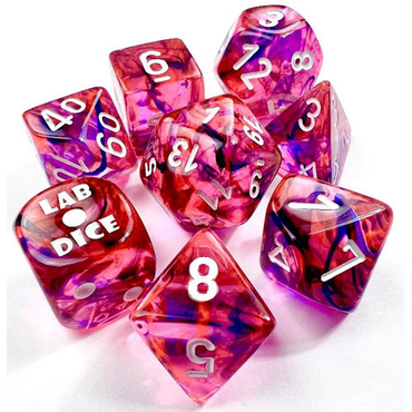 Chessex 7-Set Tube Lab Dice Nebula - Black Light Special w/White