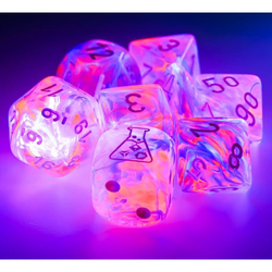 Chessex 7-Set Tube Lab Dice Nebula - Black Light Special w/White
