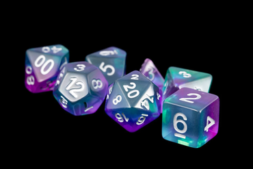 16mm Resin Polyhedral Dice Set- Blue Aurora (627)